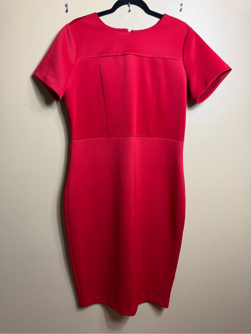 Alexia Admor Red Crewneck Short Sleeve Sheath Dress Size XL Stretch